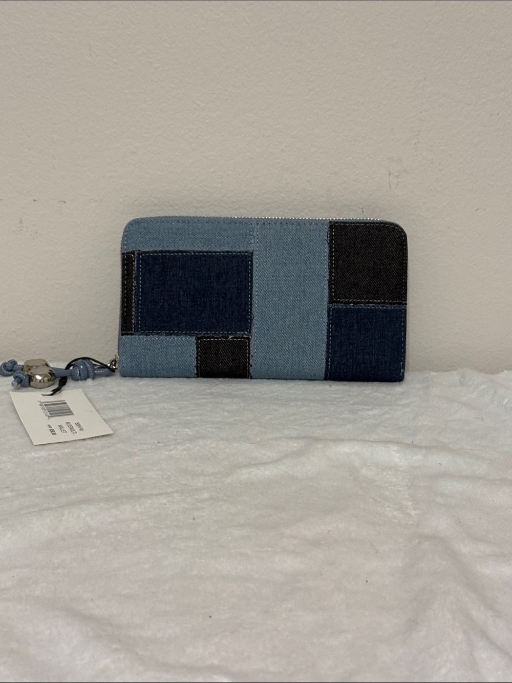 Steve Madden Denim Patchwork Zip-Around Wallet - Blue